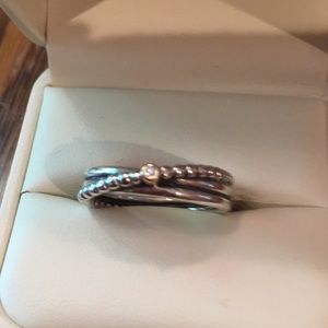 Pandora  cable bypass ring with cz